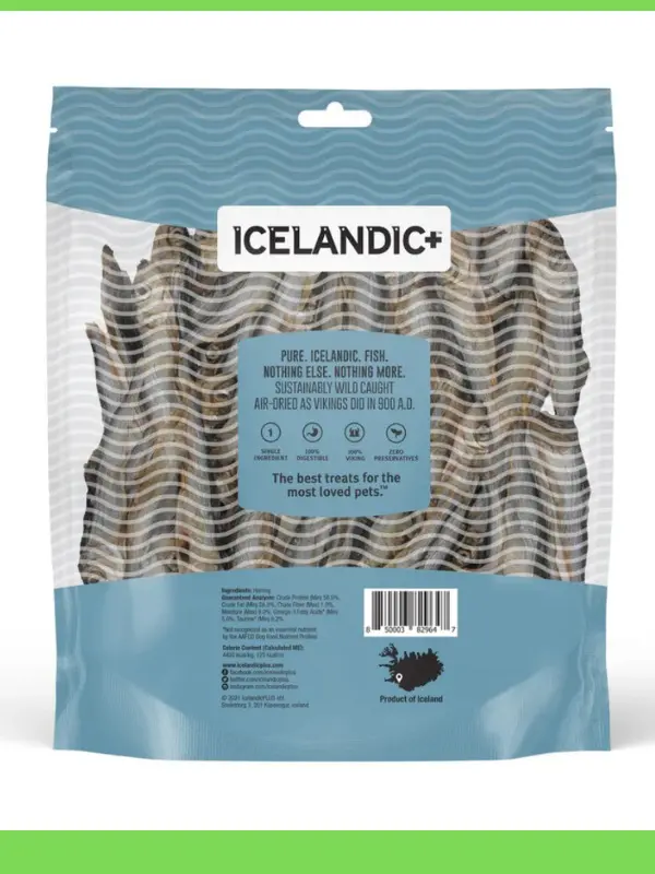 ICELANDIC+ Air Dried Herring Whole Pet Treats 3.2Oz - Pure Wild-Harvested Crunchy Snacks with Omega-3s for Healthy Skin & Coat