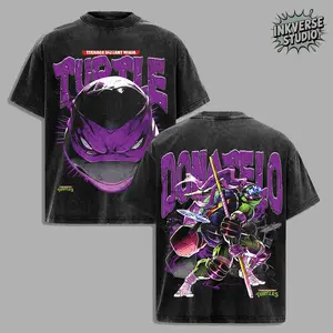 InkVerse Limited Edition Donatello Teenage Mutant Ninja Turtles Graphic Tee, Purple Mask Ninja Warrior Energy Comic Design T Shirt, Mutant Hero Style, Oversized Streetwear Unisex Tee, Neon Vintage Comic Look, Gift for Fans