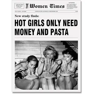Generic Vintage Newspaper Canvas Wall Art Black And White Aesthetic Poster Funky Hot Girl Eating Pasta Prints for Italian  Girly Bedroom Decor Friend Decor Friend Decor Friend Gift Ornaments Kitchen Frames Photo Artistic