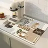 Coffee Theme Pattern Kitchen Countertop Mat, 1 Count Non-slip Coffee Machine Mat, Coffee Table Mat, Kitchen Accessories, Household Kitchen Decor Supplies