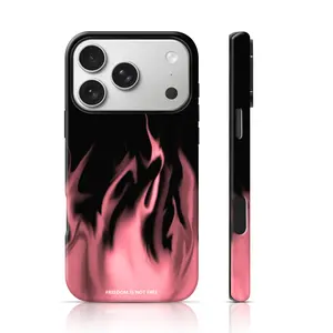 Fire Pattern Phone Case for iPhone 17 Pro Max/17 Pro/16 Pro Max/15Pro Max 15/14/13/12 & Samsung S25 Ultra All Models Double-Layer TPU Shockproof Case with Freedom Is Not Free Print Pink Black Blue Purple
