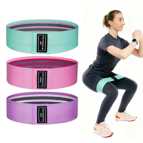 3-Pack Durable Lightweight Comfortable Cotton Blend Non-Slip Resistance Bands - Home Gym Equipment for Women & Men, Lower Body Training, Body Slimming, Building Strength