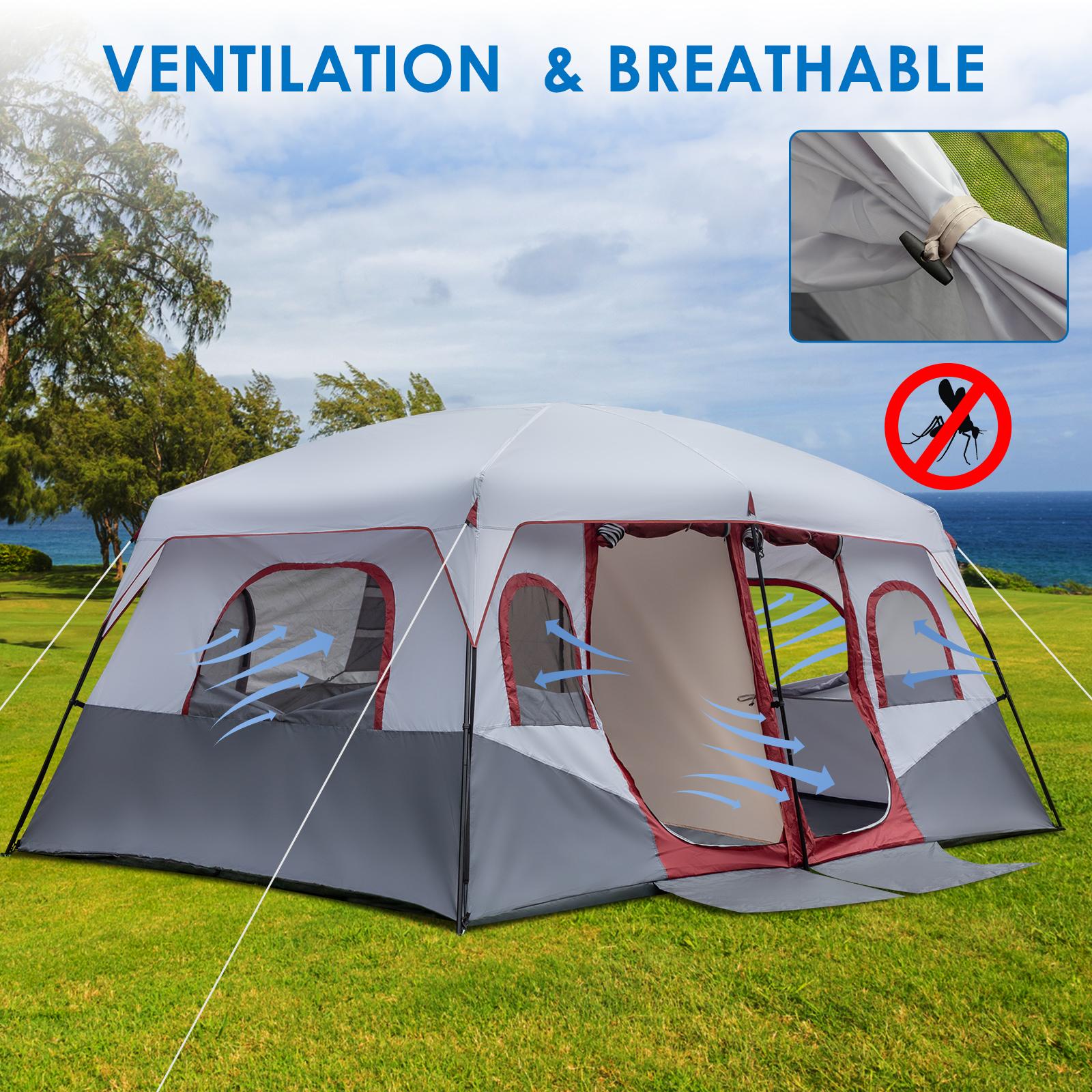 10 Person Family Cabin Tent, 2 Room Huge Tent with Storage Pockets for Camping Accessories 10 Person Family Cabin Tent, 2 Room Huge Tent with Storage Pockets for Camping Accessories