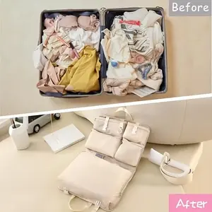 1 Pc Hanging Large-Capacity 7-in-1 Luggage Organizer with Independent Compartments, Ideal for Sorting Cosmetics, Clothes, Socks, Pants, Shoes and Toiletries in Suitcase Travel Packing Organizers