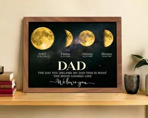 Personalized Moons Phase Frame with Kids Names, The Day You Became My Dad Gift, Moons Phase Print Frame, Father’s Day Gift, Gift For Dad, Gift For Grandpa, Gift From Grandkids