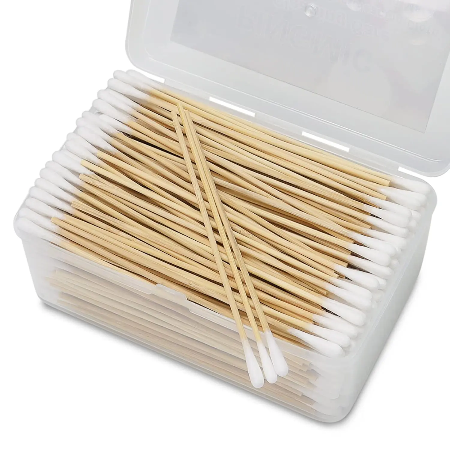 500PCS 6" Cotton Swabs in Storage Box - Long Cotton Swab with Wooden Sticks - Lint Free, Highly Absorbent Single Tipped Applicators for Makeup, Pet Care, Home Cleaning, Boxed Pack