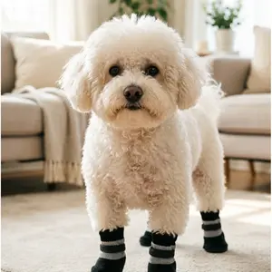4pcs Waterproof Dog Boots, Non-Slip Soft Sole, Washable Reusable, Durable Outdoor Pet Shoes for Paws, Chihuahua, Bichon, Corgi, Poodle, Rainy Weather