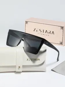 Men's PC Geometric Flat Top Square Decorative Lenses Glasses, Unisex Stylish Fashion Eyewear for All Seasons, Trendy Accessories