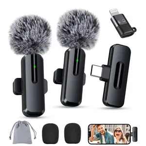 Wireless Mini Microphone for iPhone - 2 Pack Lavalier bluetooth Microphone for Video Recording, 2 In 1 Noise Reduction Lapel Mic for Ipad, Android, Clip-on Mini Mic for Tiktok Youtube Vlog Podcast Audio Durable mini microphone wireless microphone