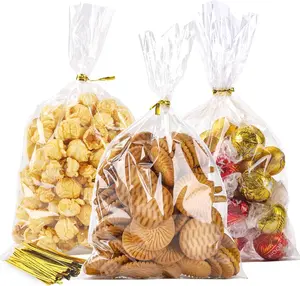 Cellophane Bags Plastic Gift Bag Clear Cookie Treat Bags with Twist Ties for Party Favor Bag(100PACK,6x10inch)