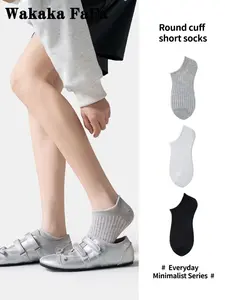 3 Pairs Spring Summer Basic Color Casual Commuter Socks, Soft Skin-Friendly Breathable Low-Cut Invisible Men Women Boat Socks