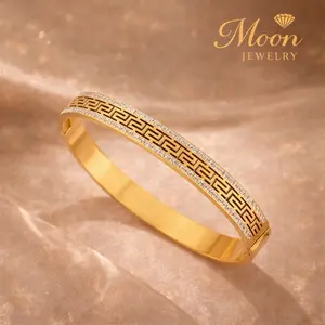 Greek Pattern Gold Bracelet – Stainless Steel 18K PVD