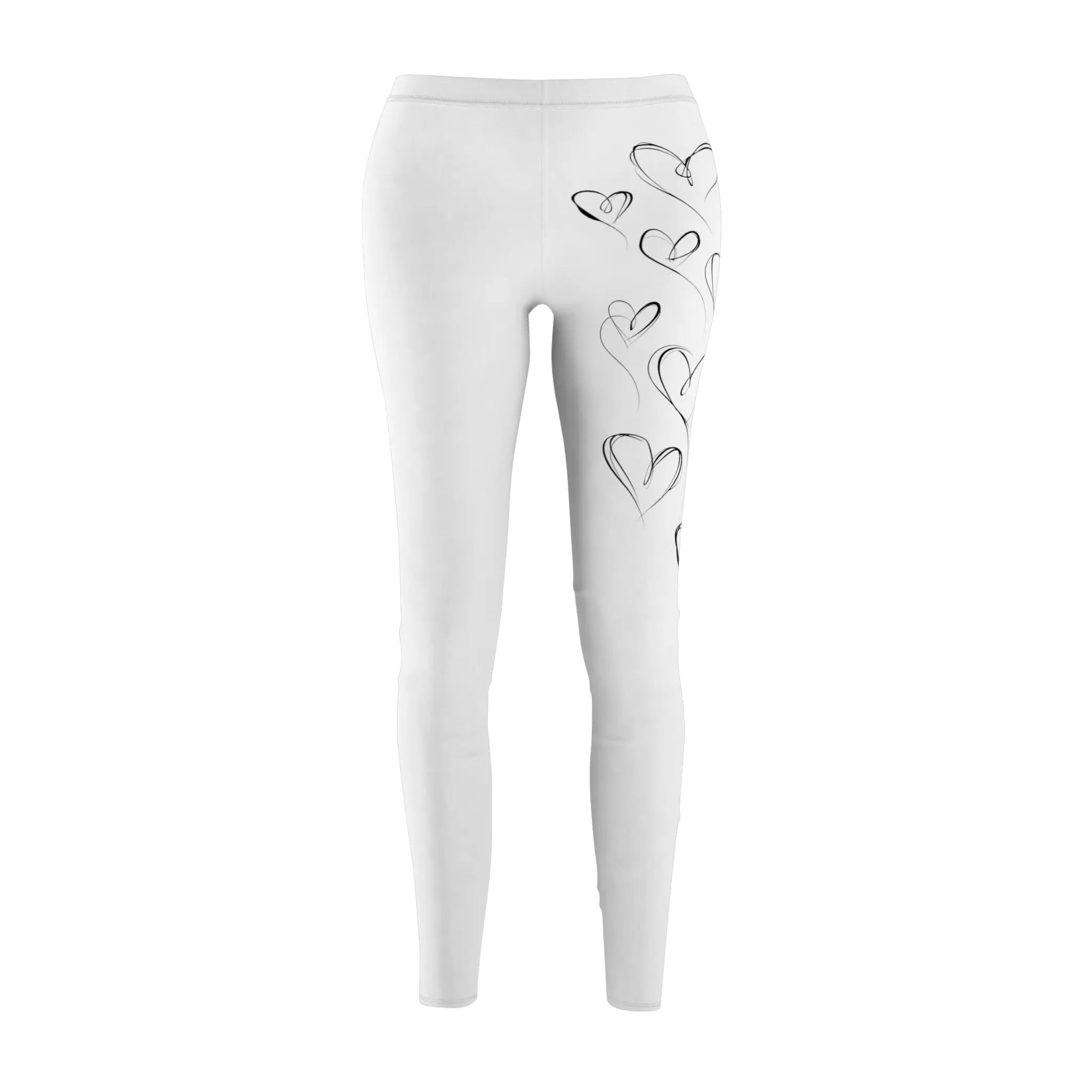 Sketchbook Hearts - Cute White Leggings