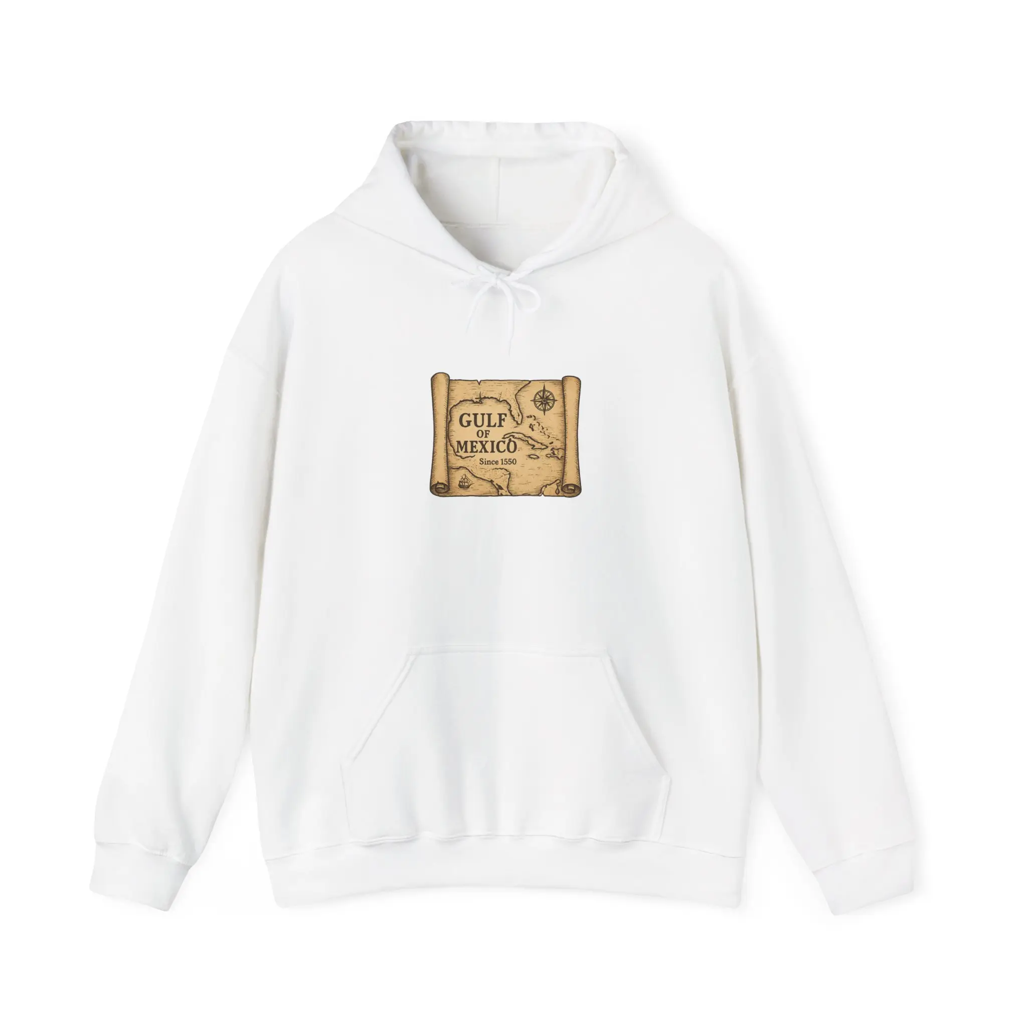 Men's Gulf of Mexico (Since 1550) Graphic Long Sleeve Hoodie Fleece Sweatshirt, Casual Garment