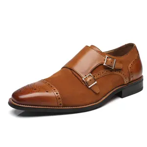 Men's Double Monk Strap Dress Shoes — Cognac