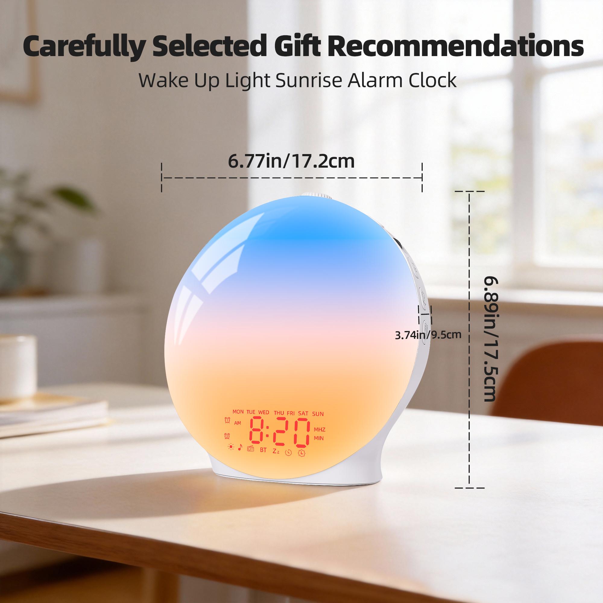 LEIKE 6.9" Sunrise Alarm Clock with White Noise Sound Machine, RGB Night Light, Dual Alarm, Sleep Timer, Bluetooth Bedside Lamp for Bedroom