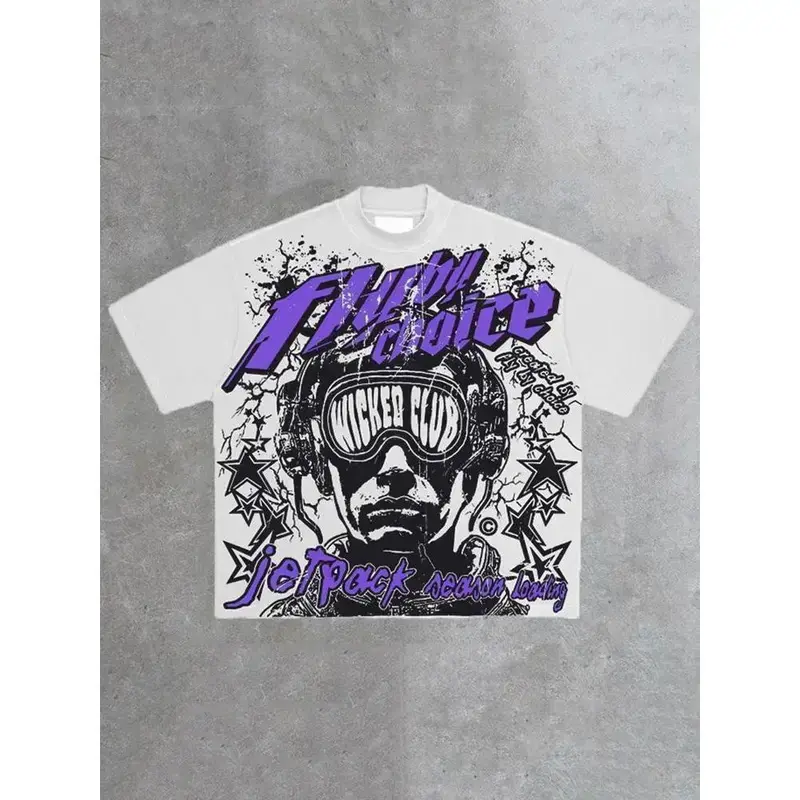 Fly By Choice Death In Purple Graphic 100% Cotton T-Shirt white tee