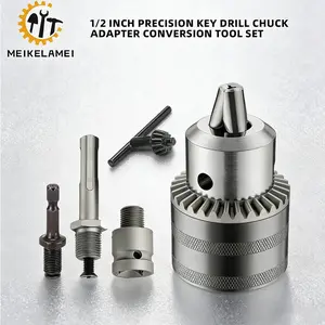 1/2 Inch Precision Key Drill Chuck Adapter Conversion Tool Set, 1/4 Inch Quick Replacement Hexagonal Drive, 1/2 Inch Square Converter, 1/4 Inch SDS-plus Shank, Tool Accessories