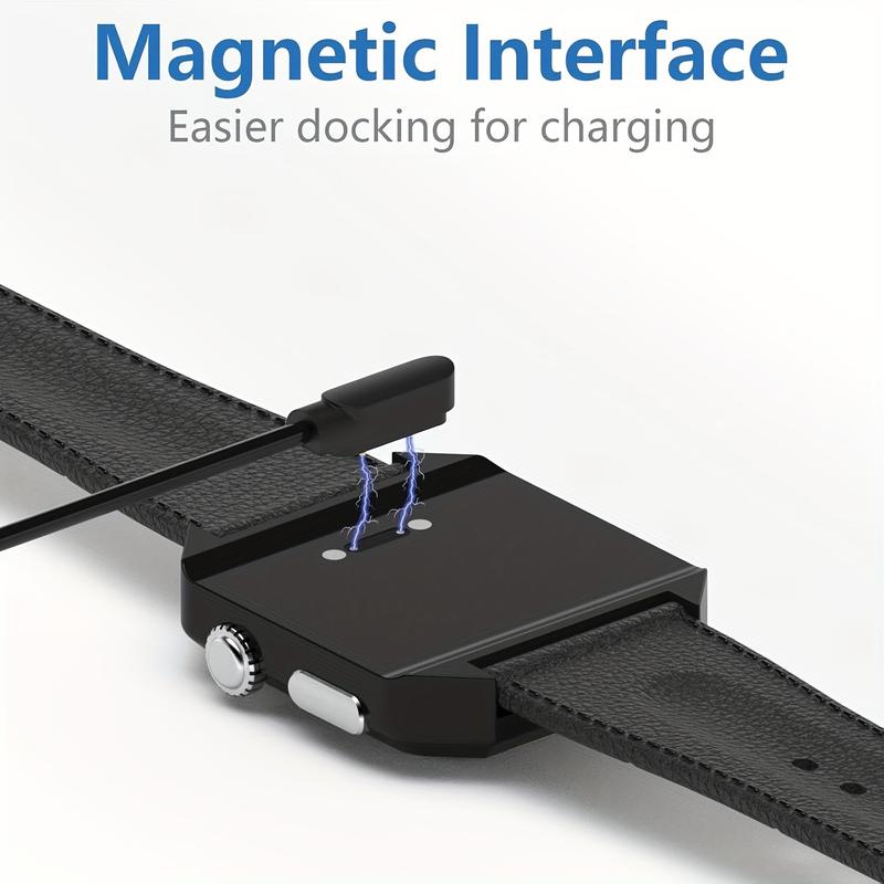 Magnetic Smart Watch Charger with 2-Pin Spacing, 4.0mm, High-Speed USB Cable - Safe Replacement, Black, Portable Charging Solution for Fitness Trackers and Wearables, Wearable Charging Station|   Sleek Charger Design|   Durable Cable, Smartwatch Charger