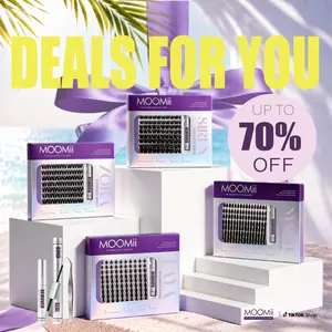 MOOMii DIY D-Curl Cluster Eyelash Extension Kit - 1-2 Weeks Long-Lasting, Ultra-Soft Thin Band, Lightweight Waterproof, Includes Bond, Seal, Tweezers, Remover, Beginner-Friendly for At-Home Use, Beauty Gift for Girls