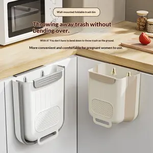 Kitchen foldable trash can, wall-mounted trash can, household kitchen waste sorting, cabinet door wall-mounted hanging type, storage bucket, trash can