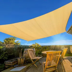 Sun Shade Sail 10'x13' Rectangle Canopy Sail Sun Cover UV Block Permeable Sunshade Patio Shade Sails Outdoor Garden Backyard Shade Cloth HDPE Heavy Duty Super Durable Sunshade Cover