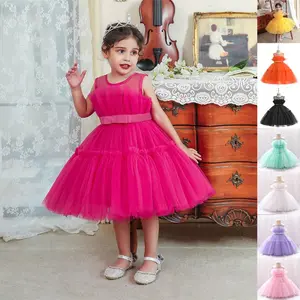 7M-5Y Anniversary 2099 Hot Pink Baby Girls Clothes Puffy Infant Birthday Cocktail Dress Toddler Pageant Newborn Ball Gown Princess Baptism Frock