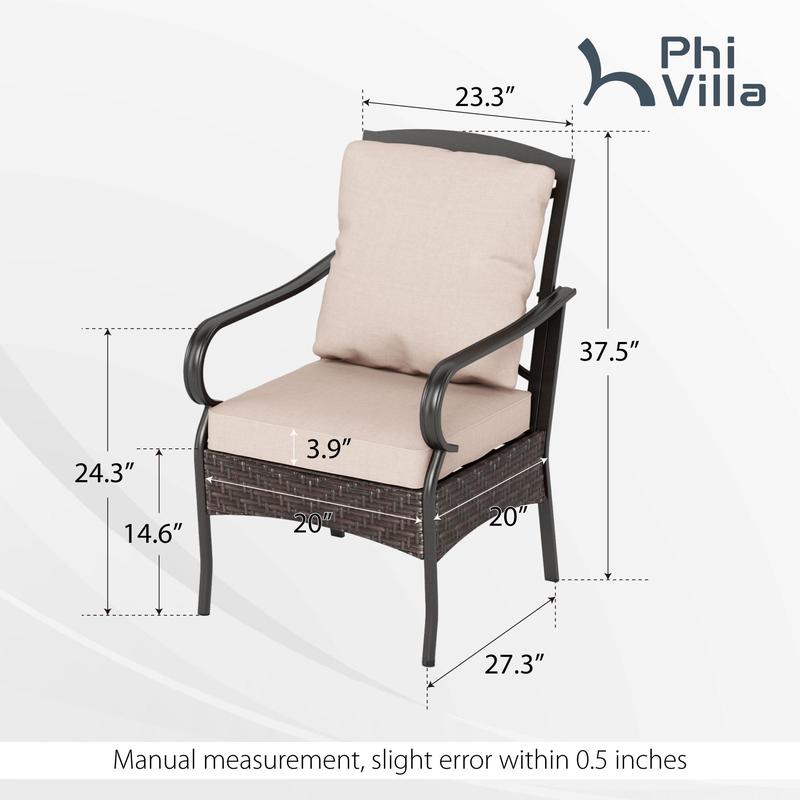 Sophia&William Patio Swivel Chairs Set of 2, Extra Large All-Weather Outdoor Dining Chair with Gentle Rocking, Metal Wicker Frame & Padded Cushions Furniture Lounge