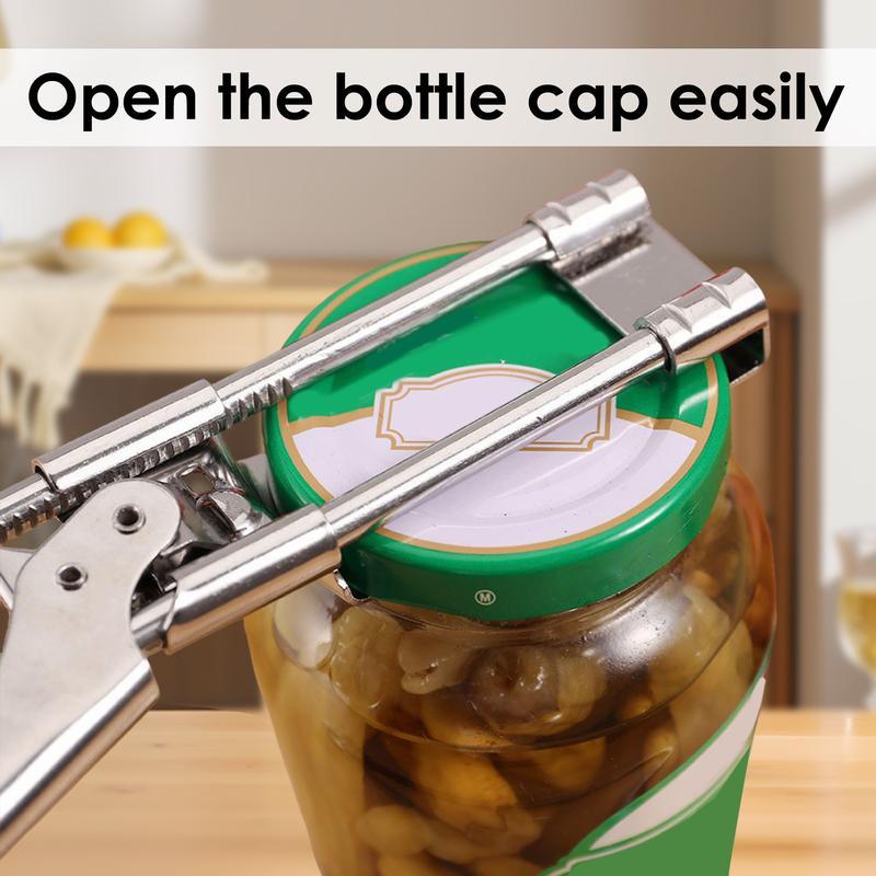 Senior-Focused Multifunctional Jar Opener Adjustable Stainless Steel Manual Can Bottle Lid Gripper for Arthritis