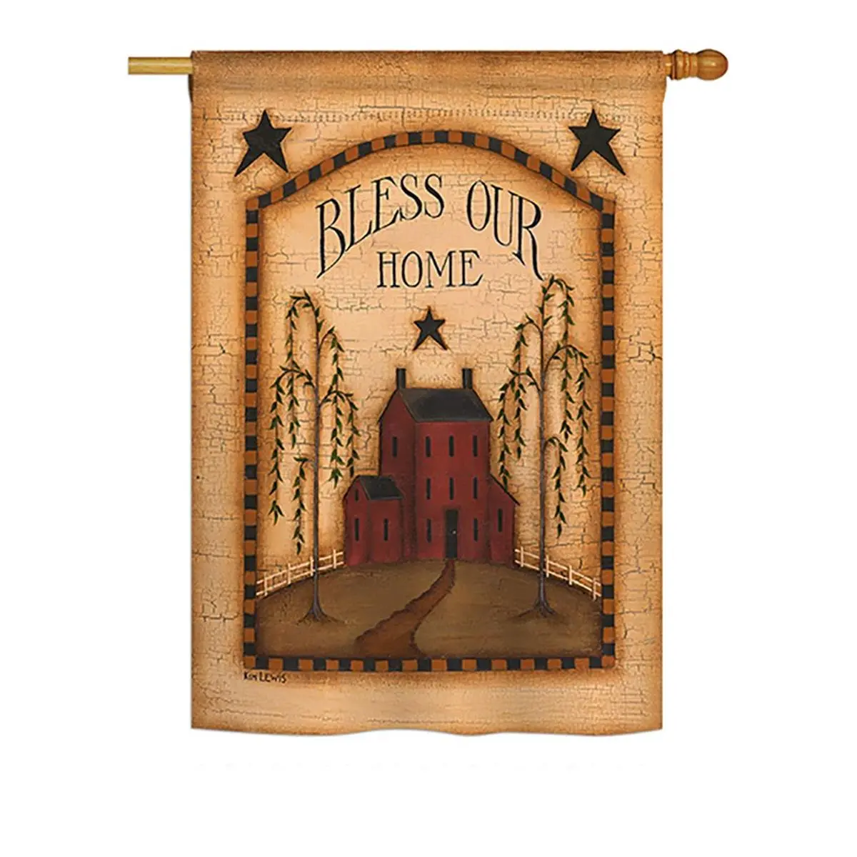 Breeze Decor BD-SH-H-100073-IP-BO-D-US18-SB Unisex 28x40 in. Blockout Classic Bless Our Home Inspirational Sweet Impressions Vertical Double-Sided Decorative House Flag