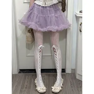 Harajuku Y2k Spicy Girl Bandage Socks Knee High Slimming Leg Warmers Lace Ruffle Women's Vintage Gothic Cute