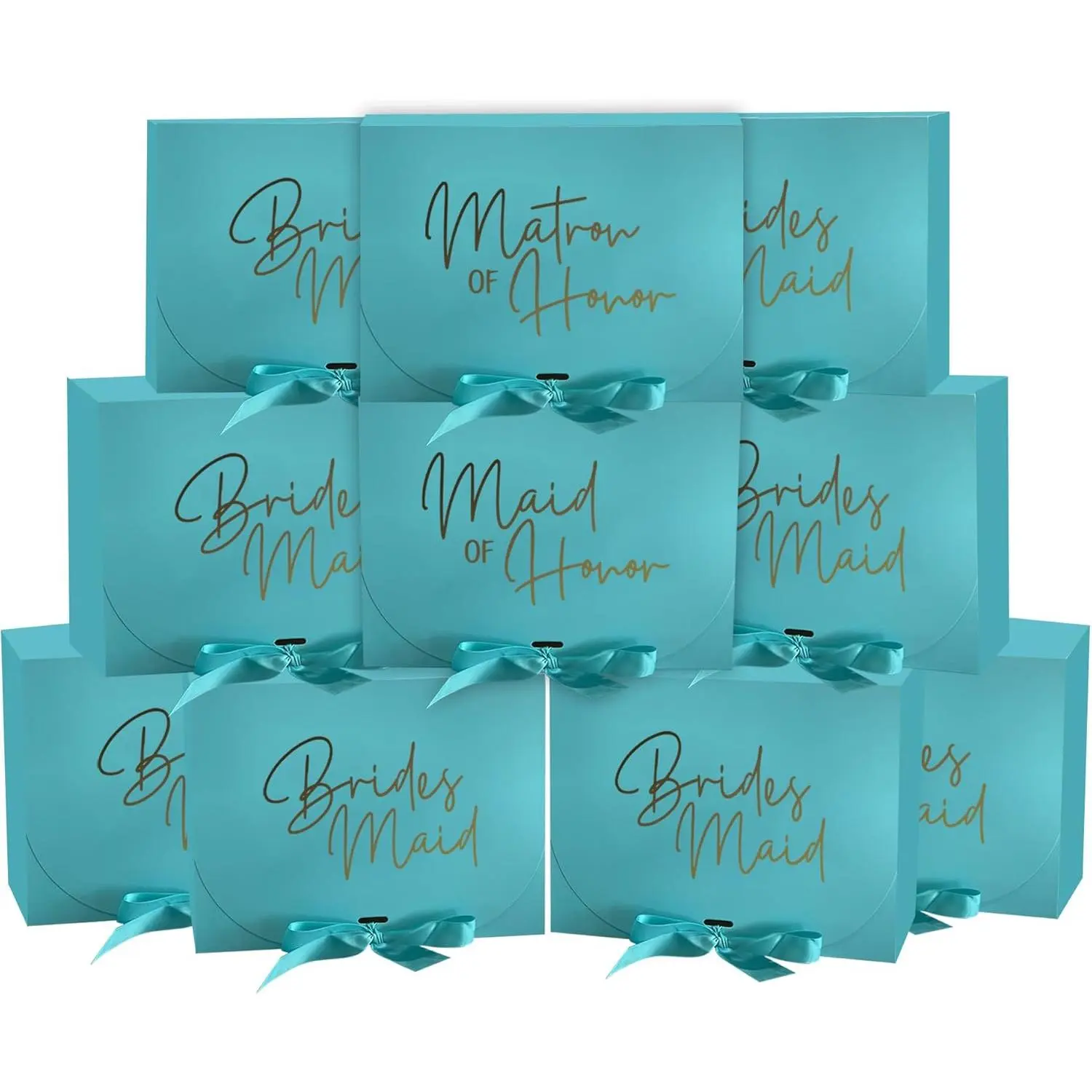 10 count Bridesmaid Proposal Box Set,Maid of  Proposal Box Matron of  Bridesmaid Boxes for Bridesmaid Gifts (Turquoise Bridesmaid)