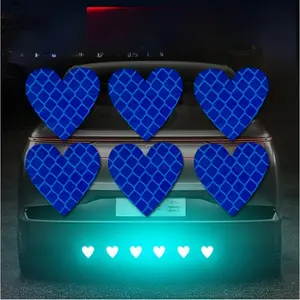 6pcs Red Heart Reflective Stickers - Suitable for Cars, Motorcycles, Electric Vehicles Multi-Purpose Sticker, Enhances Night Safety and Fashion Sense, Polyester Material, Durable Stickers | Heart Design | Long-Lasting Stickers