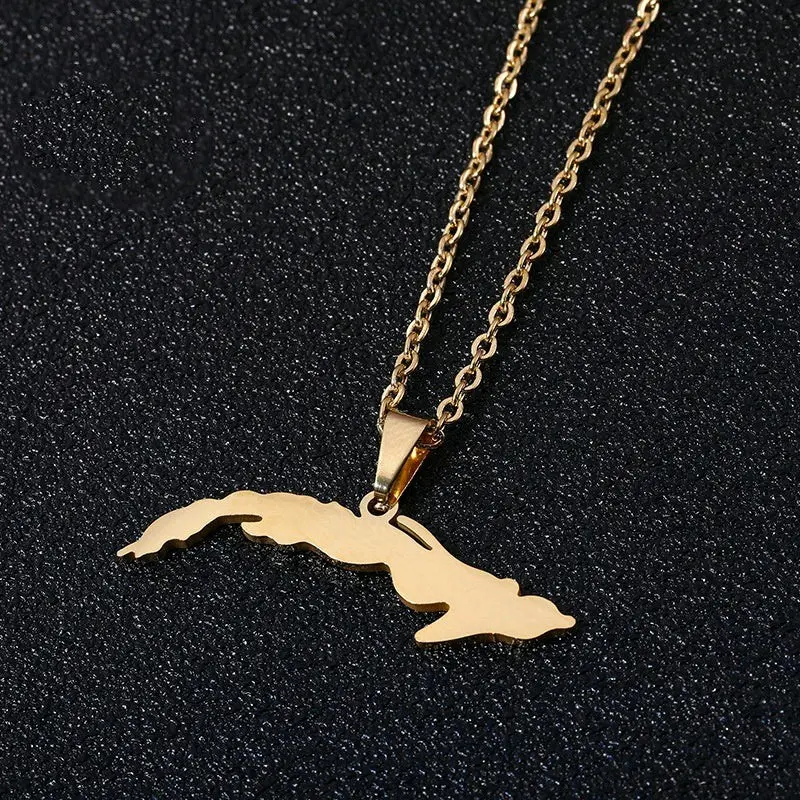 MAPA CUBANO CUBAN Map Of The Republic Of Cuba Pendant Necklace