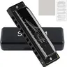 Blues Harmonica for Adults Beginner,Professional Musicians, Students,Harmonicas key of C 10 Holes 20 ,Diatonic Harmonica with Case,As a  (Black, 10 holes blues primary)