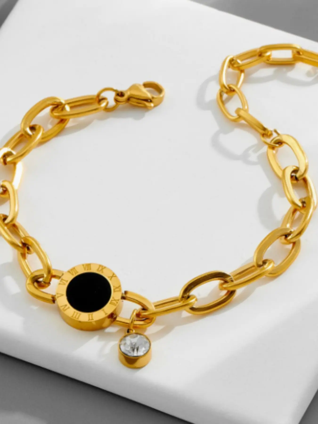 European and American Cross-Border Titanium Steel Bracelet, Korean Style Stainless Steel, Color-Resistant, Rhinestone Jewelry, Simple and Fashionable