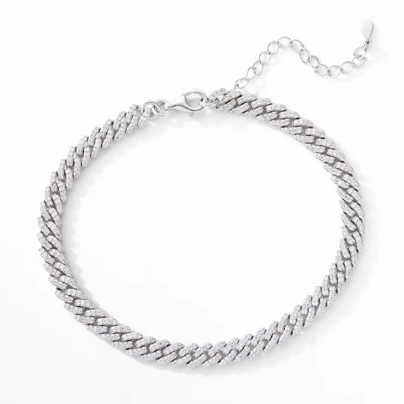 【#CMB12】UCCIYO VVS Moissanite Cuban Link Ankle Bracelet, 6mm Width Copper Base Miami Chain, Hip Hop Fine Jewelry Gift for Women, Cuban Link Anklets