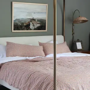Lin Vichy Brique Gingham Linen Duvet Cover - King