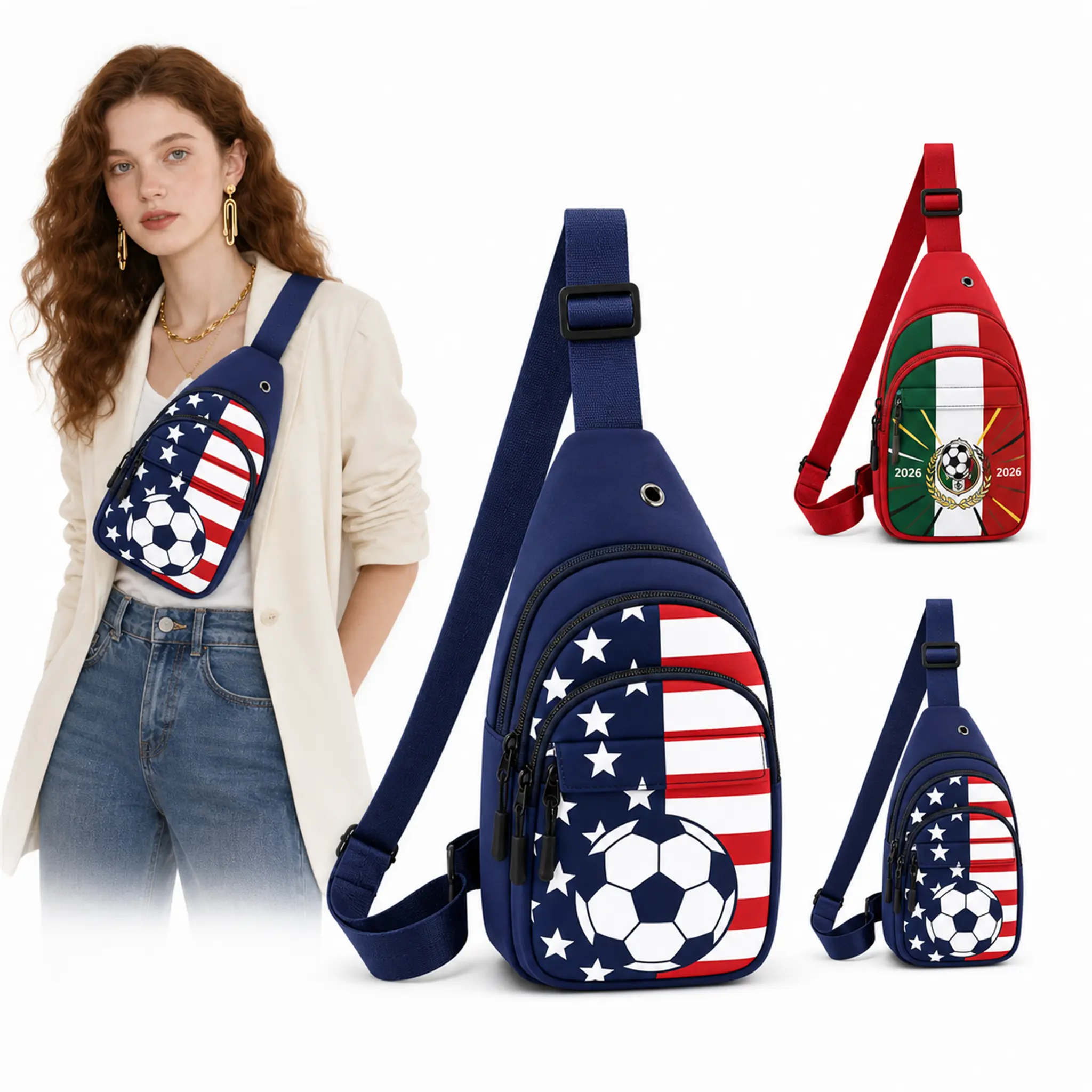 Small Sling Backpack Crossbody Bag for Women Men, Soccer Fan Chest Bag, Lightweight Travel Fanny Pack for Hiking, Travel & Daily Use
