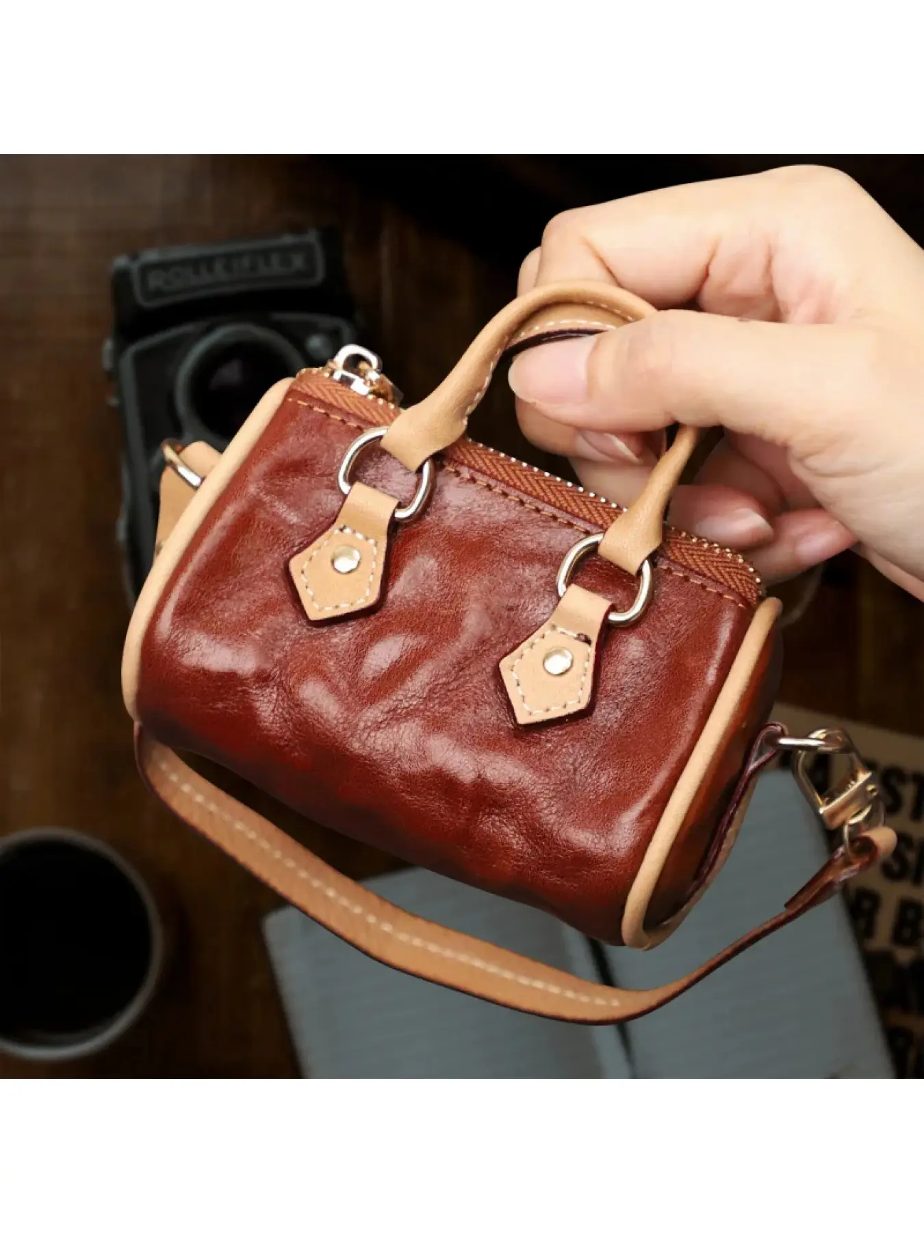 Pillow Bag Perfume Bag Mouth Anvelope Handbag Cute Genuine Leather Mini Small Keychain Case Accessory Decoration Gift