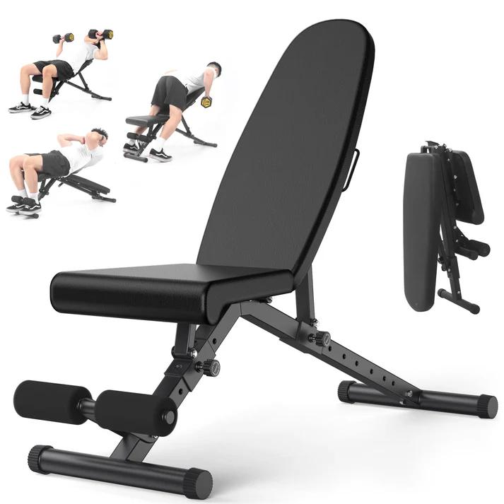 Adjustable Weight Bench, 800 Lbs Capacity, 8 Backrest & 3 Seat Positions, Adjustable Bench for Full Body Workout, Space-Saving Foldability, for Indoor Workout, Home Gym (Black)