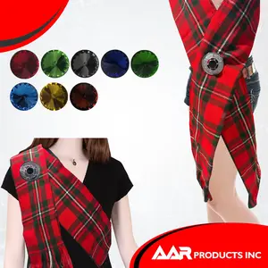 AAR Scottish Ladies Kilt Fly Plaid Brooch Stone 2"/Highland Shawl Brooches