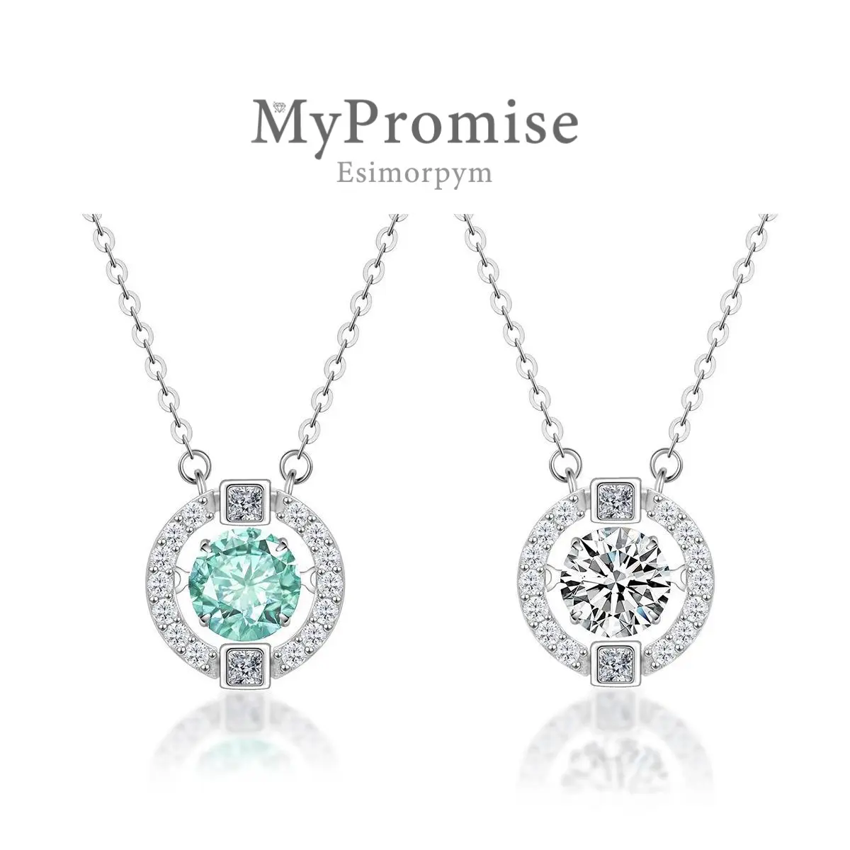 Moissanite 1ct Waterproof Flickering Halo Pendant Necklace Silver-Plated Round Moissanite Copper Necklace Silver-Plated Chain Jewelry Perfect Birthday Engagement Wedding Anniversary Gift Christmas Thanksgiving Valentine's Day