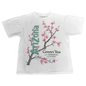 Vintage Arizona Green Tea Cherry Blossom Printed Unisex Casual Short-Sleeve Fit T-Shirt, Women's Top, Streetwear Gift