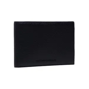 Emporio Armani Men's Black Leather Wallet with Double-Fold Design