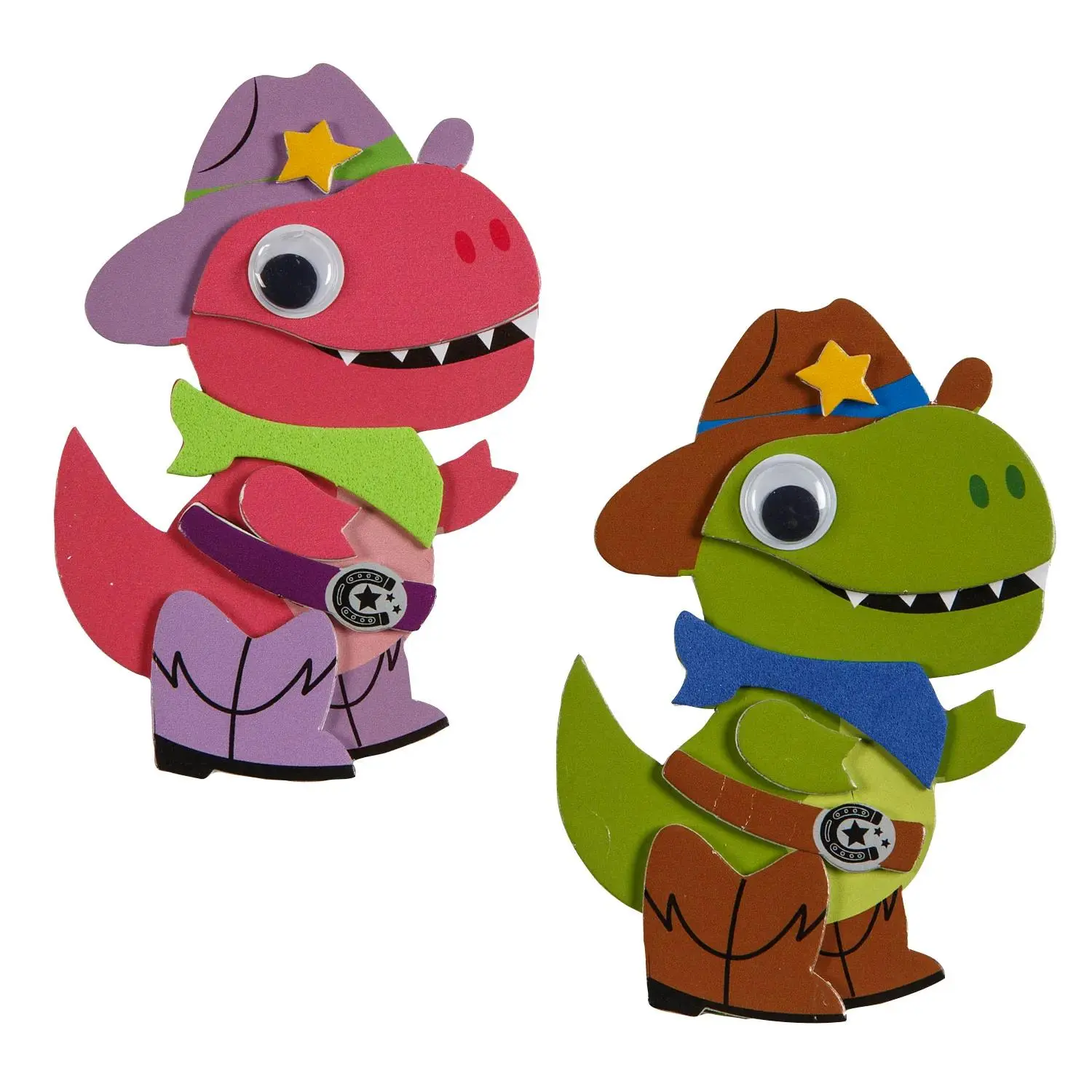 3" x 4 1/2" Western Sheriff Dinosaur Magnet Craft Kit - Makes 12