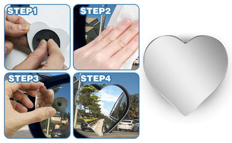 【NewYear2026】2-Pack Heart-Shaped Blind Spot Mirrors – Adjustable, Removable Wide-Angle Convex Rearview Mirrors for Cars, SUVs, Enhanced Safety, Universal Fit