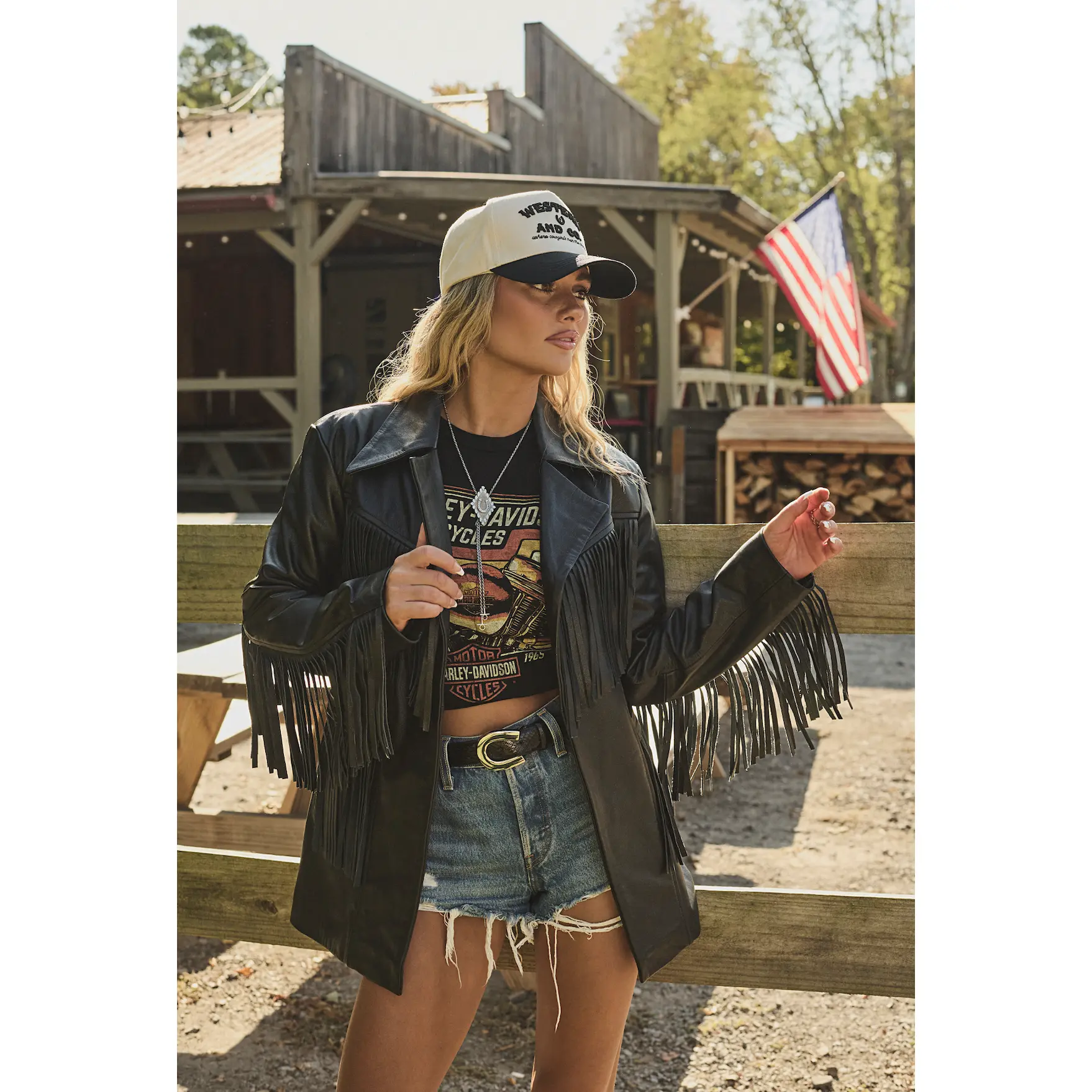 Women's Fringe With Benefits Blazer - Long-Sleeve Leather Coats, Shimmer Detail