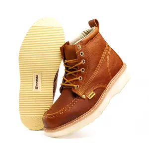 GUEPARDO Wellington Sole Moc Toe Work Boot Full Grain Leather Oil and Water Resistant