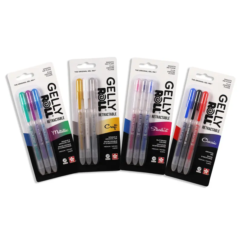 Sakura Gelly Roll Retractable 4 x 3 pack bundles, 12 pens